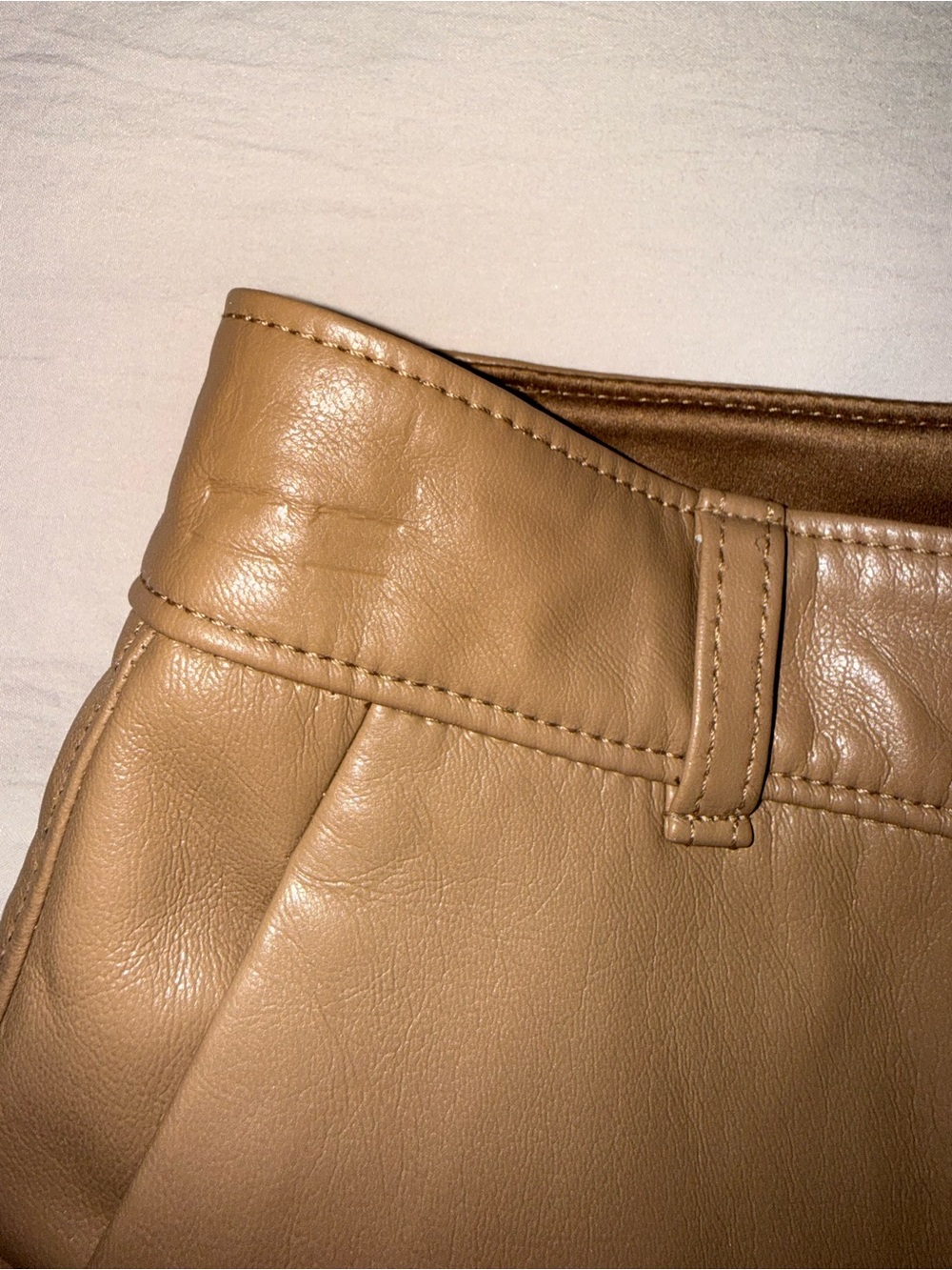 Aritzia Babaton Faux Leather Cropped Pants Camel Tan Brown Size 2 - Picture 11 of 14
